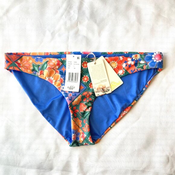 Agua Bendita Audrey Tile Low Rise Bikini Swim Bottom Reversible Large L NWT - Picture 2 of 7